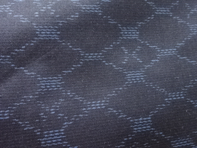 JAPANESE KIMONO / SILK / DORO OSHIMA TSUMUGI / WOVEN DIAGONAL GRID & ABSTRACT PATTERN